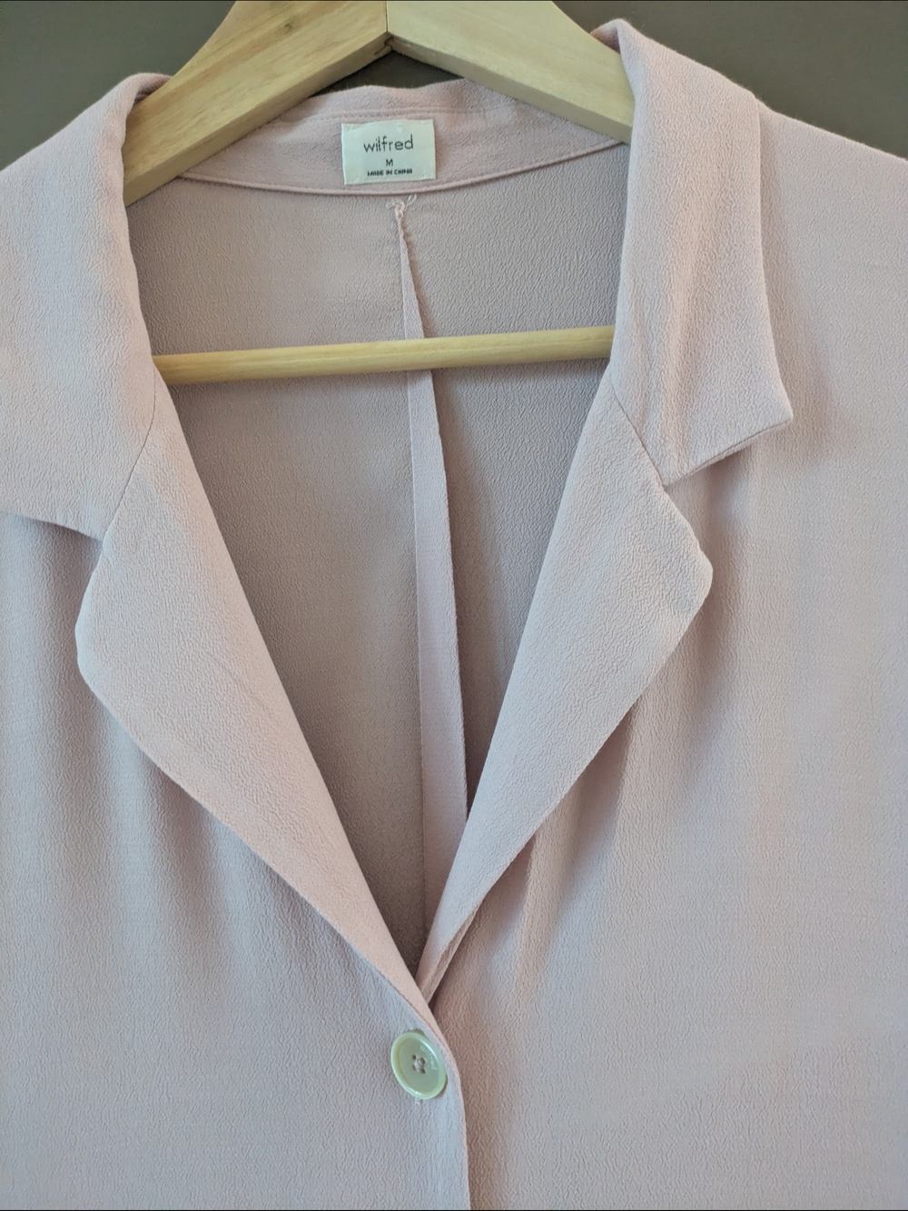 Wilfred Blush Pink Button Front Midi Dress Size Medium Long Sleeve Shirt Dress - Picture 6 of 11